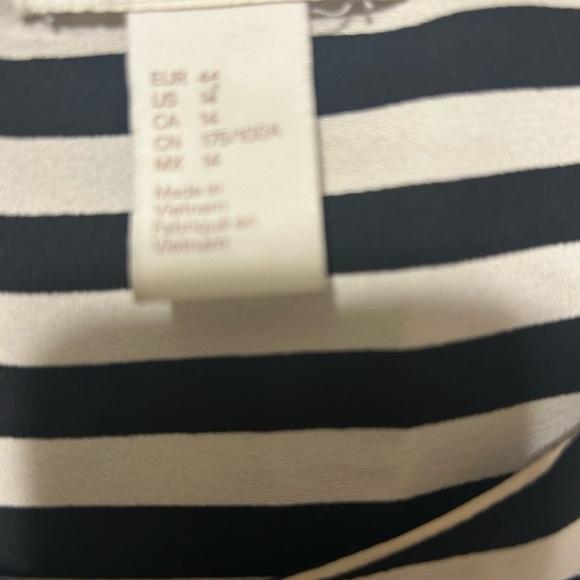 H&M Shift  Y2K Shift Dress White with Black Stripes Sz 14 - Picture 5 of 9